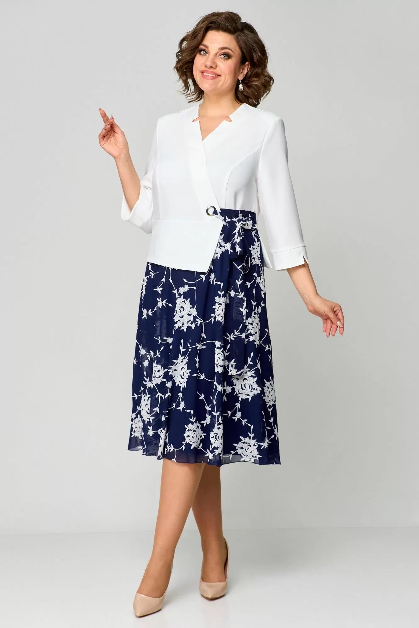 🔥【S-5XL】💃2025Nauja suknelė, mėlynos ir baltos spalvos švelnus prisilietimas-LT